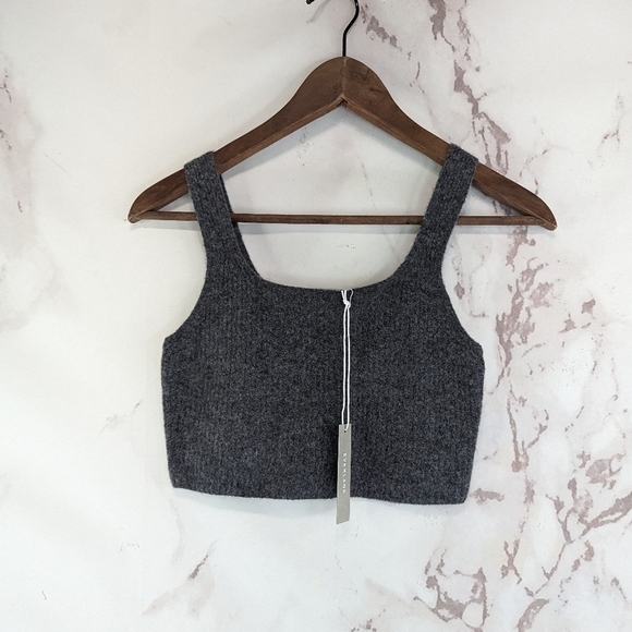 Everlane Tank Top Women Gray Cozy Stretch Cami Sweater Crop Wool Yak - Picture 2 of 10